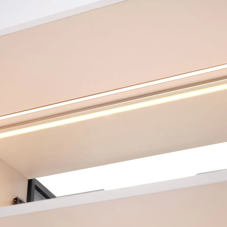 ZUBALIYA Vitrinenschrank 2er-Set, 140 x 30 x 170 cm, Glasvitrine mit LED-Beleuchtung und Spiegelrückwand, Vitrinenschrank mit grauen ESG-Glastüren, Hochschrank für Wohnzimmer, Esszimmer, Küche und Büro – Bild 16