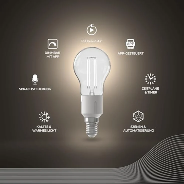 CALEX Smart LED Lampe E14 Filament warmweiß, dimmbar, WLAN App- & Sprachsteuerung, 450 Lumen – Bild 2