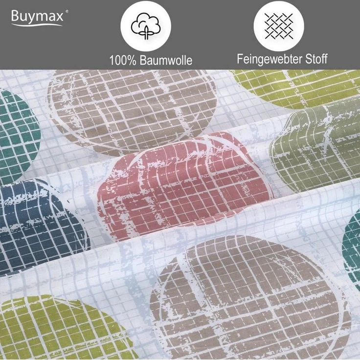 Buymax Bettwäsche Sueno, Renforce: 100% Baumwolle, 2 teilig, 135x200 cm, Bettbezug-Set, mit Reißverschluss, Weiß Bunt – Bild 2