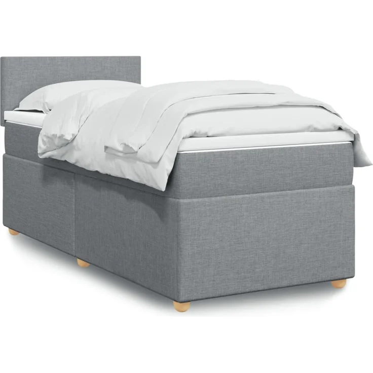 vidaXL Boxspringbett mit Matratze Hellgrau 100x200 cm Stoff 3286584 – Bild 1