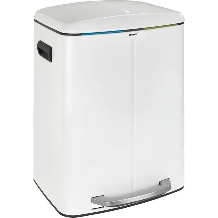 PRIMO 2-teiliger Abfalleimer mit Deckel und Fuß - 2x20 l, 45 x 38 x 60 cm, WENKO