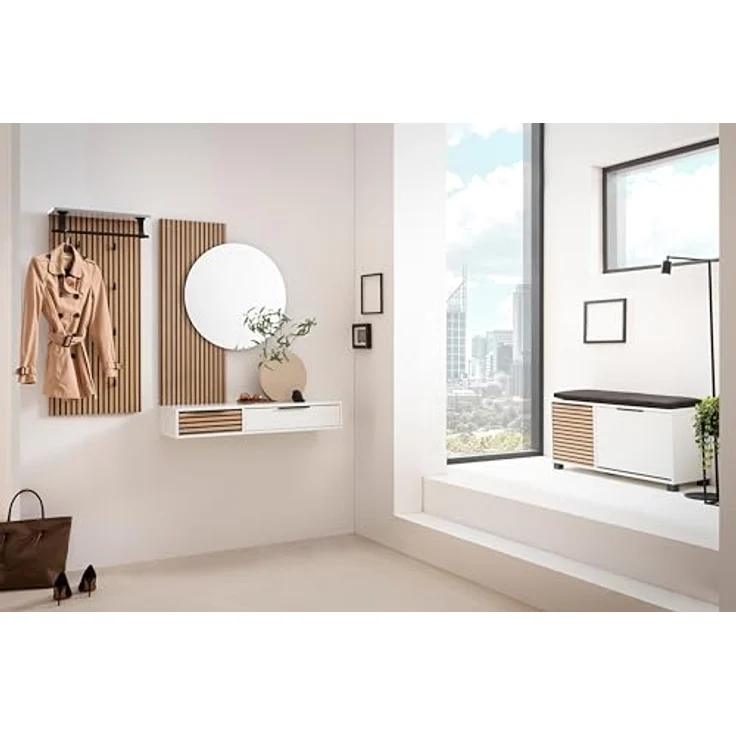 MID.YOU Wandspiegel Eiche, 79.5x109x3 cm, aus Glas und Holzwerkstoff – Bild 4