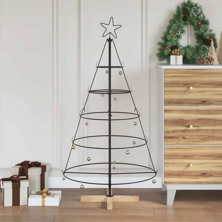 vidaXL Metall-Weihnachtsbaum mit Ständer KUOPIO 125 cm Stahl Schwarz 42019159 – Bild 1