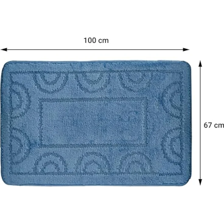 Comart, Teppich Nicole, für Badezimmer, synthetischer Stoff, rutschfeste Unterseite, Hellblau, 67x100 cm – Bild 3
