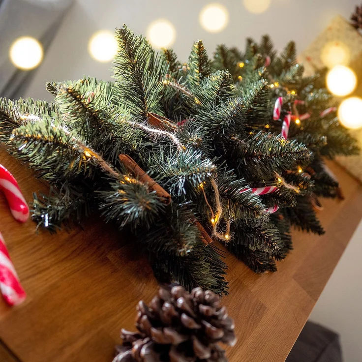 KADAX Weihnachtsbaumgirlande 112 cm grün dicht – Bild 5