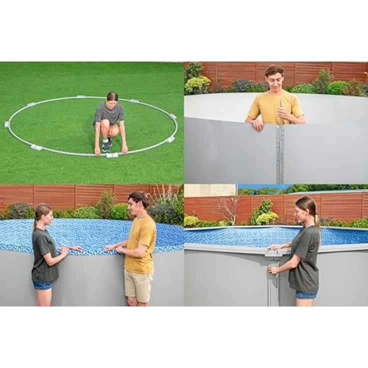 Bestway 56574 Hydrium Stahlwandpool Komplett Set mit Sandfilteranlage Ø 366 x 122 cm, granitgrau, rund – Bild 6