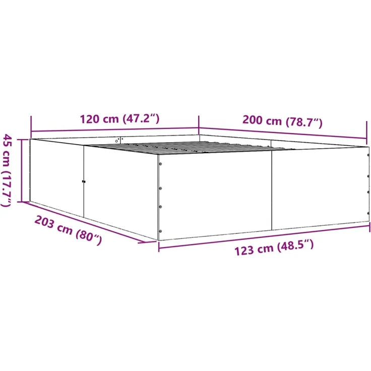 vidaXL Bettgestell Räuchereiche 120x200 cm Holzwerkstoff 3280934 – Bild 10