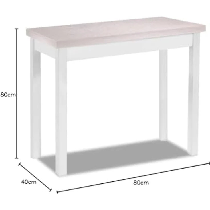 ASTIMESA Küchentisch im Buchstil ohne Schublade und Platte aus laminiertem Holz, Grau, 80 x 40 cm a 80 x 80 cm – Bild 2