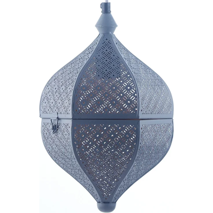 Marrakesch Orient & Mediterran Interior Pendelleuchte Lamilami Grau, Orientalische Pendelleuchte aus Metall 31cm, Handarbeit – Bild 3