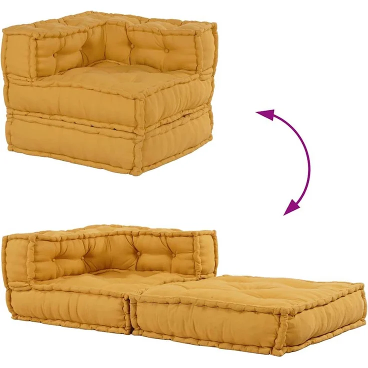 vidaXL Modulares Sofaelement Gelb 70x70x54 cm Stoff 4019037 – Bild 9