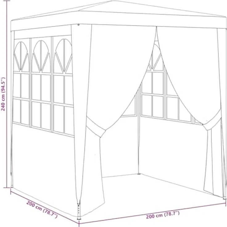 vidaXL Profi Partyzelt mit Seitenwänden UV-beständig Wasserbeständig Pavillon Festzelt Gartenpavillon Gartenzelt Garten Bierzelt 2x2 m Anthrazit 90g/m² – Bild 5