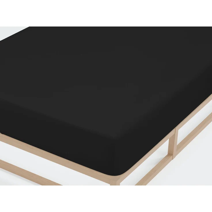 Castell Jersey-Stretch-Spannbetttuch 0077113, schwarz, 1x 120x200 cm – Bild 1