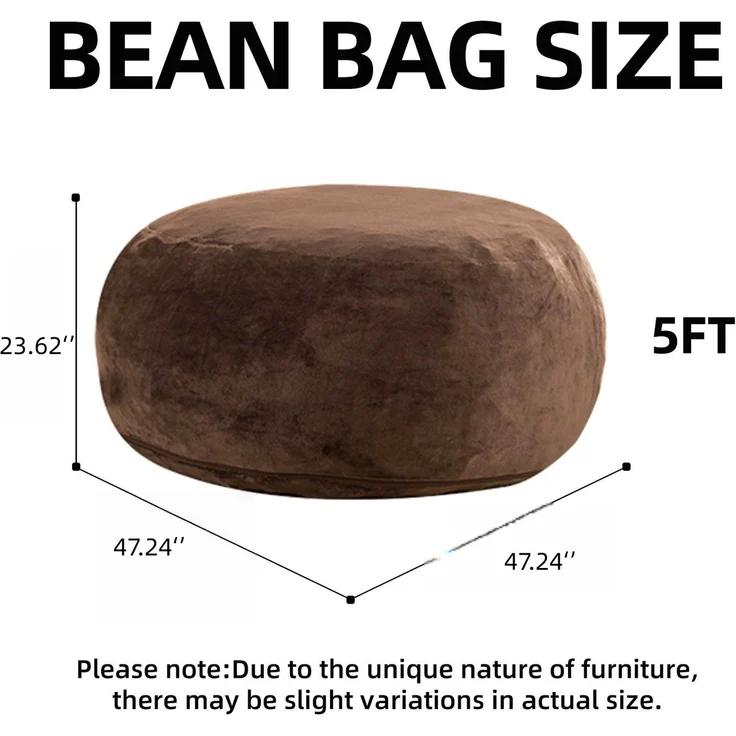 5FT Sitzsack,Sitzsackstuhl, Sofa für Erwachsene,weicher und bequemer Lesestuhl,geeignet für Schlafzimmer, Balkone und andere Orte--Kaffee--120x120x60cm--YOUDENOVA – Bild 7