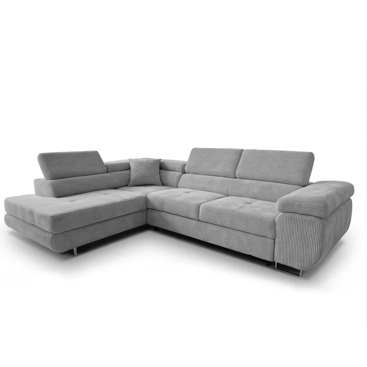AX LIVING Konak Cord-Schlafsofa L Hellgrau 276 cm breit – Bettkasten & Kopfstützen – Bild 7