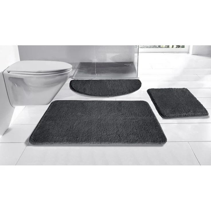 OTTO home Badematte Inga, Badezimmer Teppich, Badvorleger, Höhe 20 mm, rutschhemmend beschichtet, schnell trocknend, strapazierfähig, fußbodenheizungsgeeignet, Polyester, rechteckig, Badteppich, unifarben, weich, als halbrund und rechteckig erhältlich – Bild 1