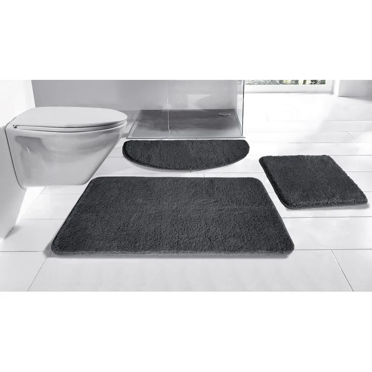 OTTO home Badematte Inga, Badezimmer Teppich, Badvorleger, Höhe 20 mm, rutschhemmend beschichtet, schnell trocknend, strapazierfähig, fußbodenheizungsgeeignet, Polyester, rechteckig, Badteppich, unifarben, weich, als halbrund und rechteckig erhältlich