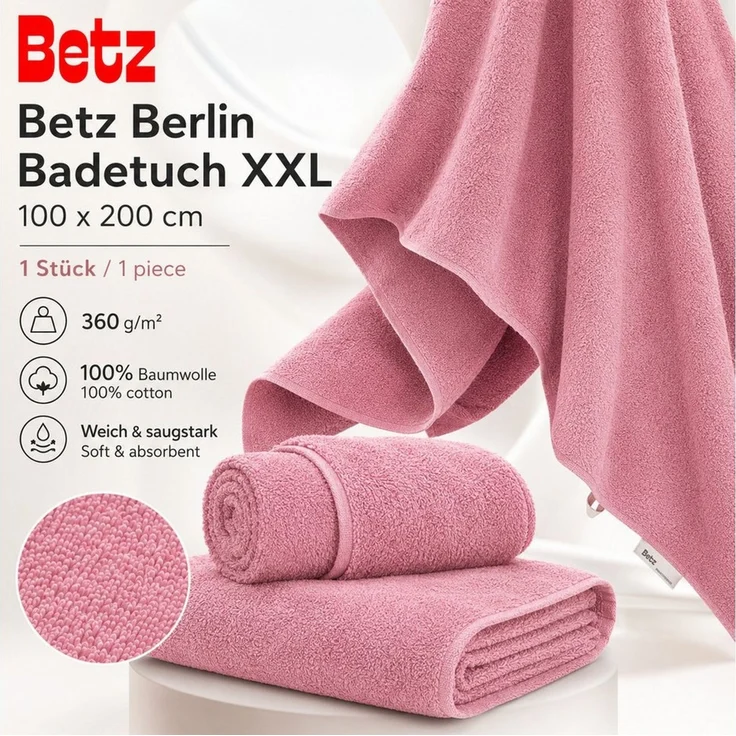 Betz Badetuch groß XXL Berlin Größe 100 x 200 cm Saunatuch, 100% Baumwolle (1 Stück, 1-St), Saunatuch Badetuch Badetücher – Bild 3