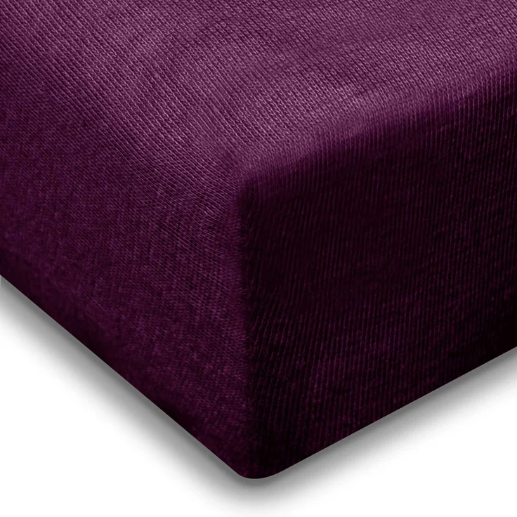 Jersey Spannbettlaken 180-200x200cm 100% Baumwolle Aubergine – Bild 2