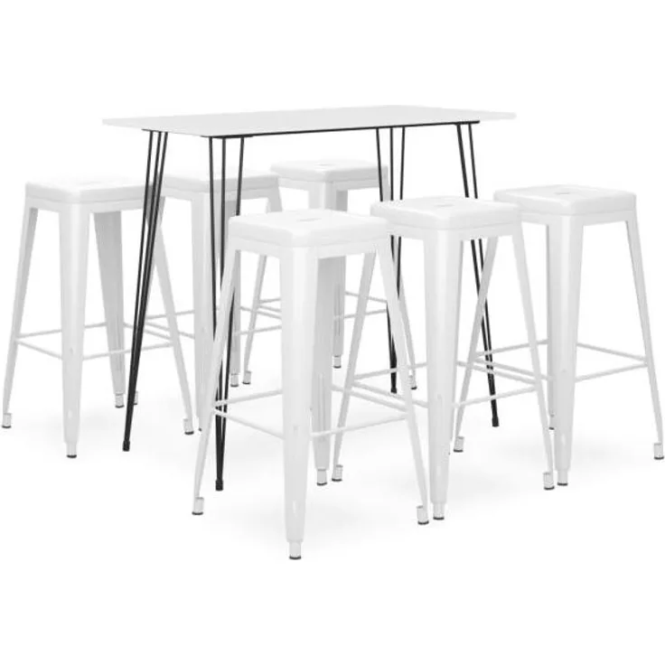 vidaXL 7-tlg. Bar-Set Weiß [3057416]