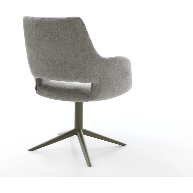 Drehstuhl Yago-Flex mit Armlehnen Strukturstoff Soft Grau Fußkreuz Effektfinish Titan 360° drehbar Wippfunktion Taschenfederkern – Bild 5