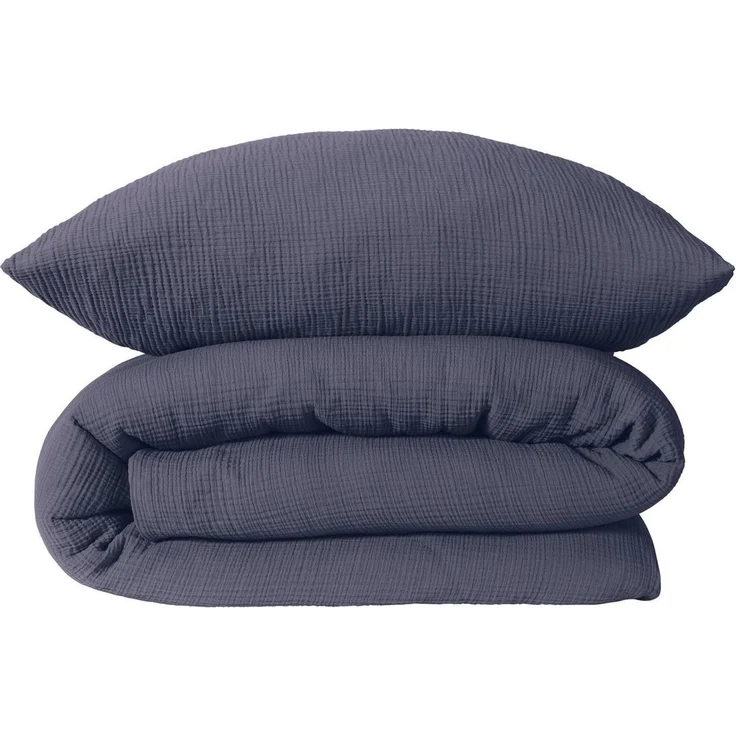 Schiesser Bettwäscheset Molly - Musselin - 2-teilig - 135 x 200 cm - Indigo – Bild 1