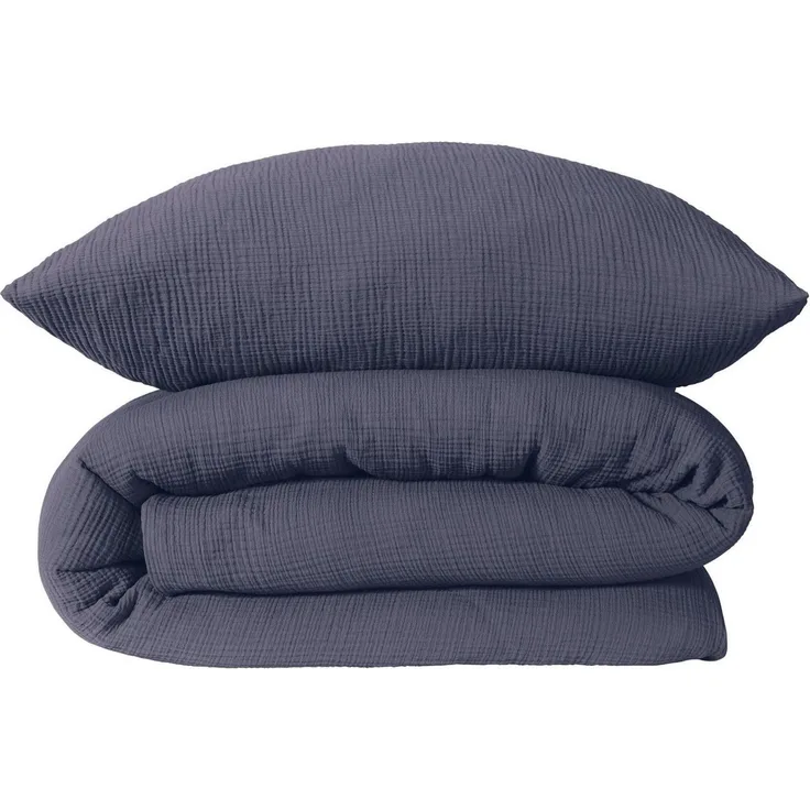Schiesser Bettwäscheset Molly - Musselin - 2-teilig - 135 x 200 cm - Indigo