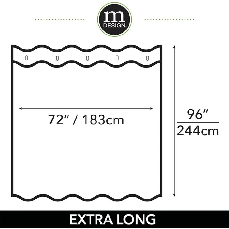 Duschvorhang XL Duschabtrennung Spritzschutz 243,8 cm lang mDesign Transparent – Bild 2