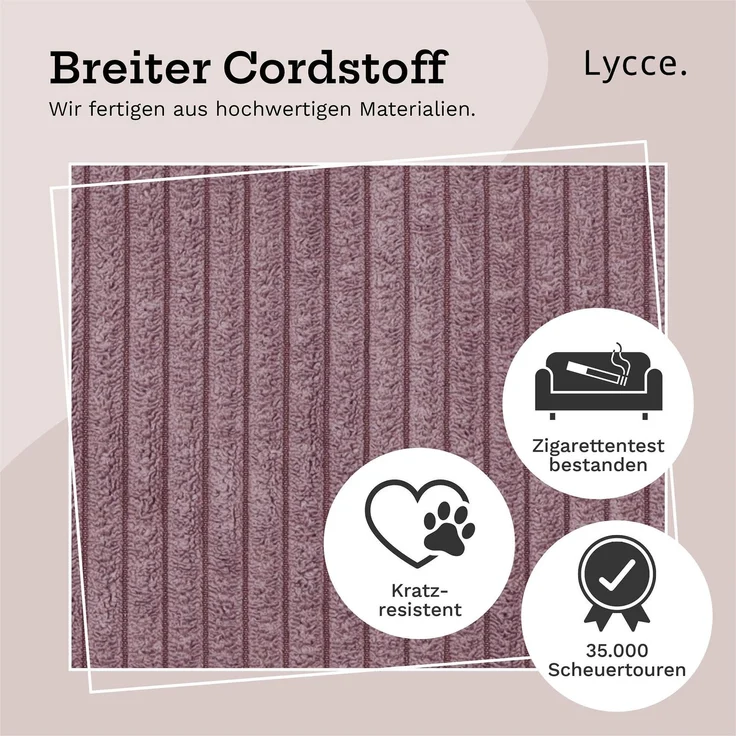 Lycce faltbare Aufbewahrungsbox - Cord, passend für Kallax Regal, abnehmbarer Bezug, robust, formstabil Altrosa 31x33x33cm – Bild 5