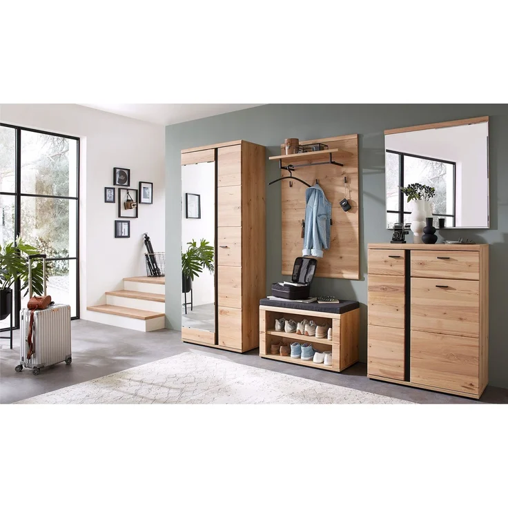 Spiegel Sonos, Echtholz, Holzfarben, Verspiegelt, 80 x 85 x 2 cm – Bild 3