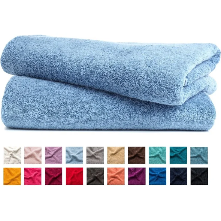 MatratzenL.A.B® Handtuch Set Blauer Schwan® Rimini, 100% Baumwolle (2er Set: 2x Handtuch 50x100 cm oder 2x Duschtuch 70x140 cm, 2-St), Frottee, mit Aufhänger, 23 Farben, einzeln verpackt – Bild 1
