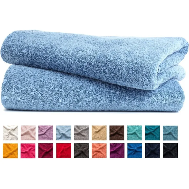 MatratzenL.A.B® Handtuch Set Blauer Schwan® Rimini, 100% Baumwolle (2er Set: 2x Handtuch 50x100 cm oder 2x Duschtuch 70x140 cm, 2-St), Frottee, mit Aufhänger, 23 Farben, einzeln verpackt