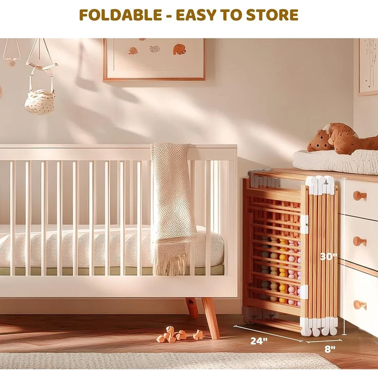 Laufstall Baby Holz mit Spielcenter–160 x 160 x 61 cm Verstellbare Größe & Form Laufgitter, Faltbarer Laufstall aus Holz, Spielzaun mit Tor für Babys und Kleinkinder – Bild 8