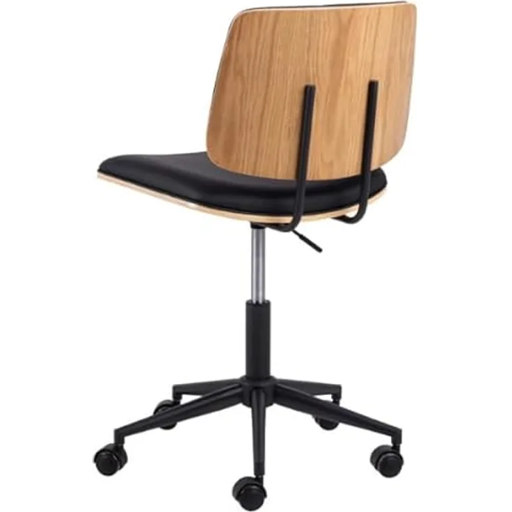 Mid.you Drehstuhl Owen, Höhenverstellbar, Schwarz und Eiche, furniertes Sperrholz, abwischbar, 48.5x91x54 cm