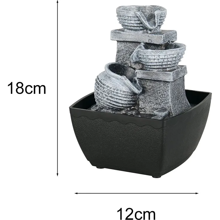 Kleiner LED Zimmerbrunnen LUMA mit Krug Deko & USB Kabel, Höhe 18cm