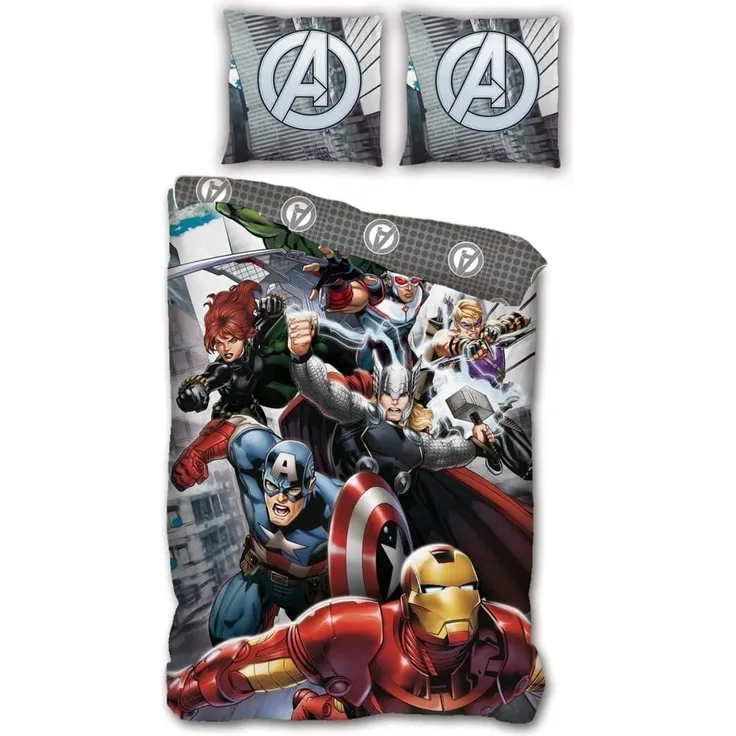 Marvel Avengers Bettwäsche Bettbezug 140 x 200 cm mit Kissenbezügen 63 x 63 cm