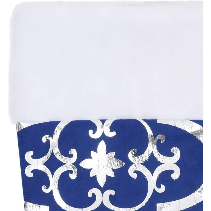 vidaXL Luxus-Weihnachtsbaumdecke mit Socke Blau 122 cm Stoff 330279 – Bild 7