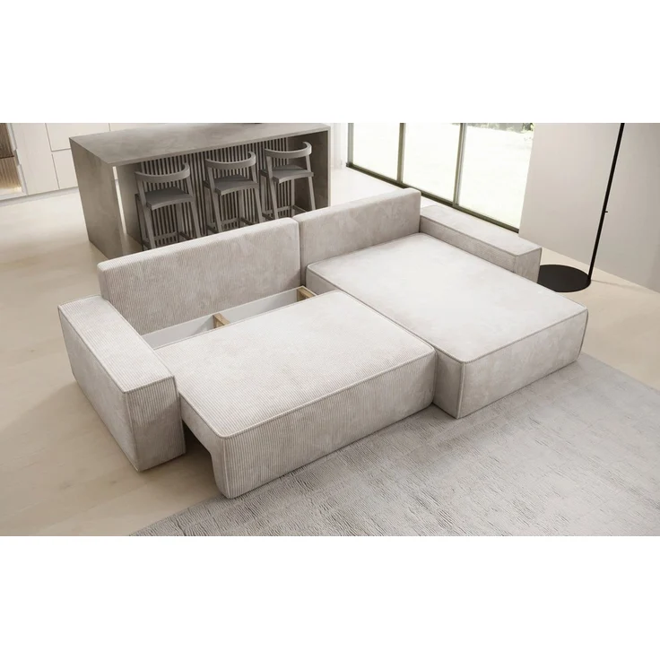 Luxusbetten24 Schlafsofa Designer Sofa Lunaro in Cord, mit Stauraum und Schlaffunktion – Bild 3