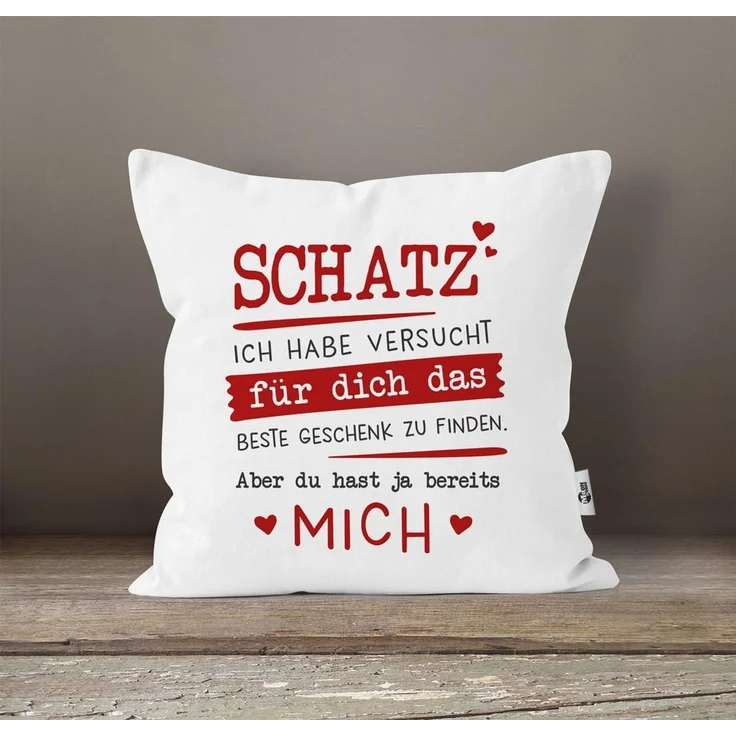 MoonWorks Dekokissen Kissenbezug Schatz ich habe versucht für dich das beste Geschenk zu finden Geschenkidee Valentinstag Liebe Moonworks® – Bild 2
