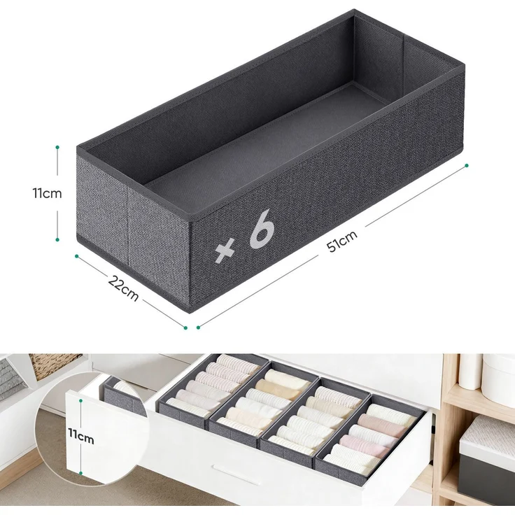 Sekey Schubladen Organizer aus Vliesstoff Faltbare Aufbewahrungsbox für Schrank und Kleiderschrank 22 x 51 x 11 cm 6 Stück – Bild 9