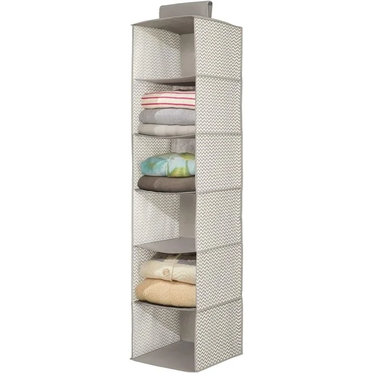 Hängender Stoffschrank Hängeaufbewahrung 2er Set mDesign 6 Böden Taupe / Natur – Bild 4