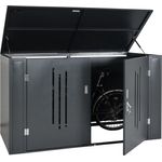 2er-Fahrradgarage HWC-K64, Gerätehaus Fahrradbox mit Deckel, abschließbar Metall 121x202x100cm, anthrazit