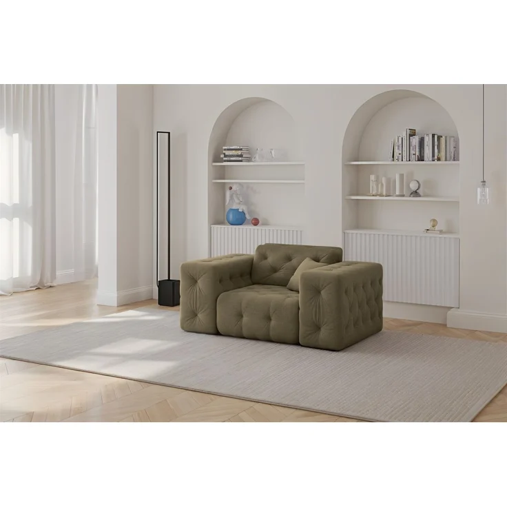 Sessel Designersessel CHANTAL in Stoff Moly Grün – Bild 1