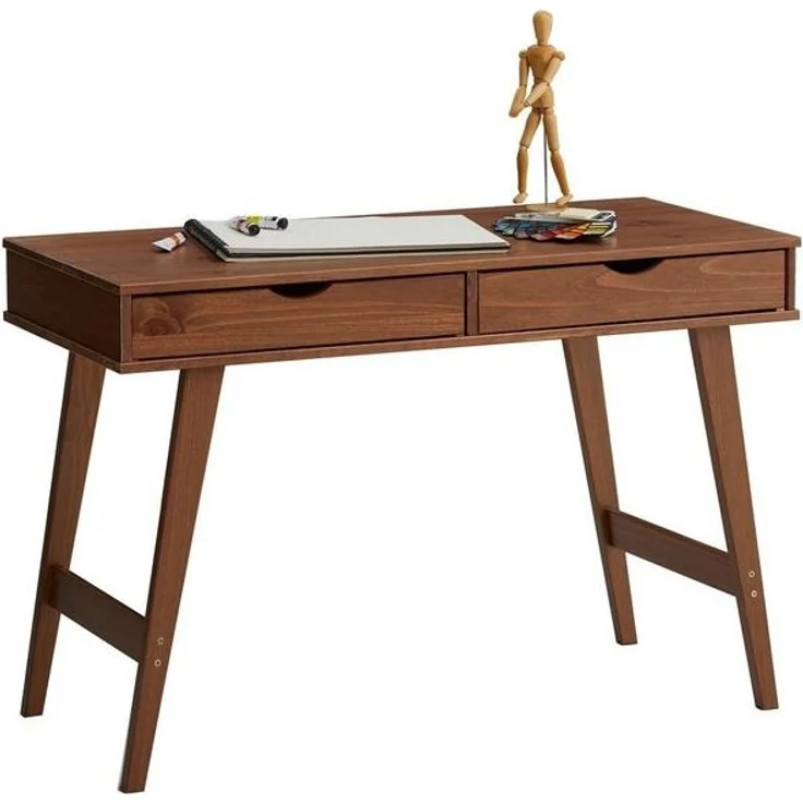 IDIMEX Schreibtisch MILO, Bürotisch mit 2 Schubladen aus Massivholz Konsolentisch Kastanien farb – Bild 4