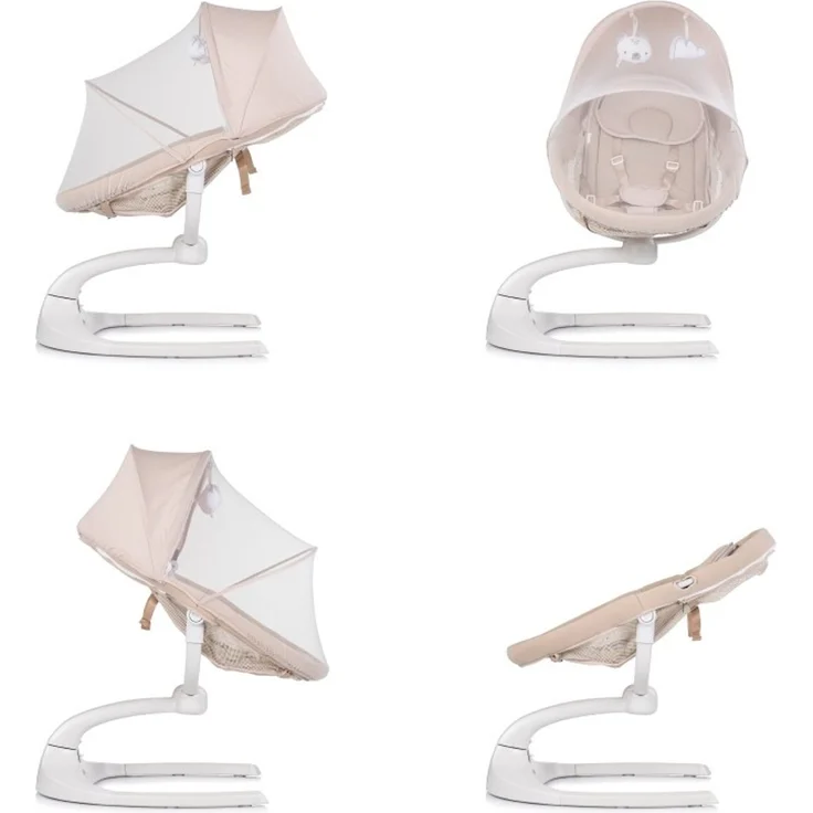 Chipolino Babywippe E-Sway Fernbedienung Musik Bluetooth Plüschtiere Timer Gurt beige – Bild 3