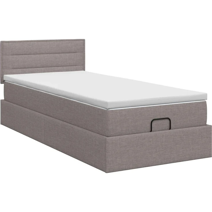 vidaXL Ottoman Bett mit Matratze mit Kopfteil Taupe 100 x 200 cm Stoff 3456223 – Bild 8