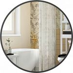 Songmics Wandspiegel, rund, Ø 40,7 cm, Metallrahmen, einfache Montage, modern, tintenschwarz