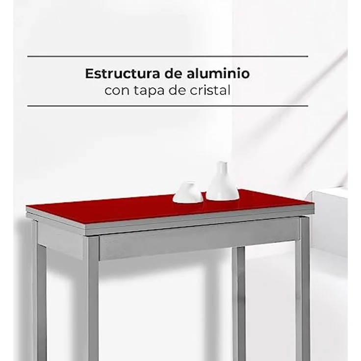 ASTIMESA Buchart: Küchentisch, Metall, Rot, 80 x 40 cm – Bild 4