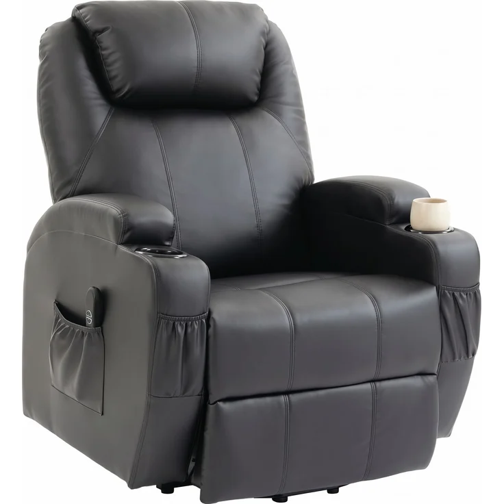 Wohnora-Fernsehsessel Relaxsessel mit Aufstehhilfe, Elektrisch TV-Sessel mit Liegefunktion, Fernbedienung mit USB-Anschluss,H 1070cm x T 950cm x B 830cm,Schwarz – Bild 1