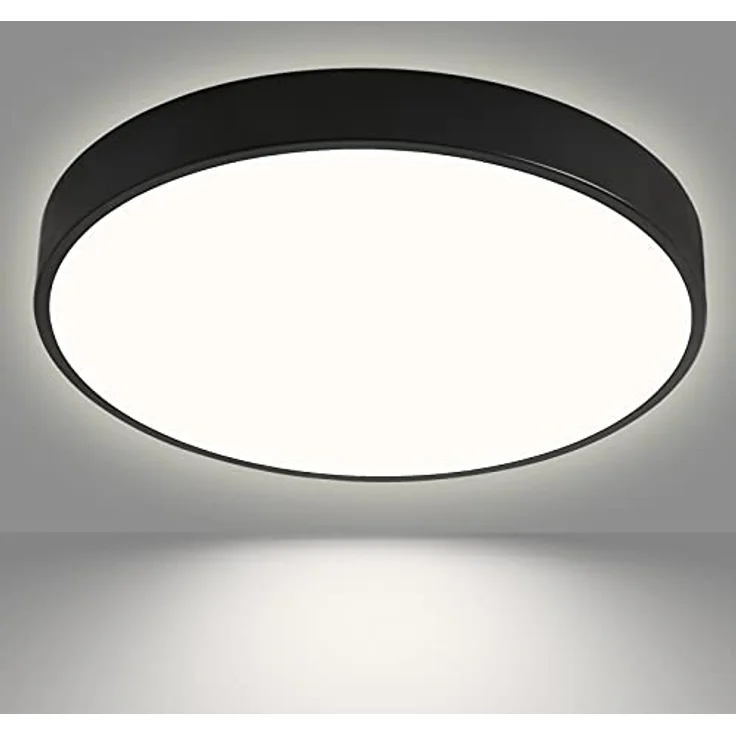 Natsen Deckenleuchte Runde LED Deckenlampe, 96W, Voll dimmbar, Warmweiß bis Kaltweiß, Schlafzimmer Lampe Küchenlampe 50x50x5 cm,Schwarz – Bild 6