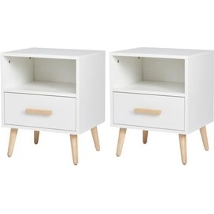 Mondeer Nachtkommode Nachttisch (2 St, 2 St), mit 1 Schublade und 1 offenem Fach, mit Massivholzfüßen – Bild 6